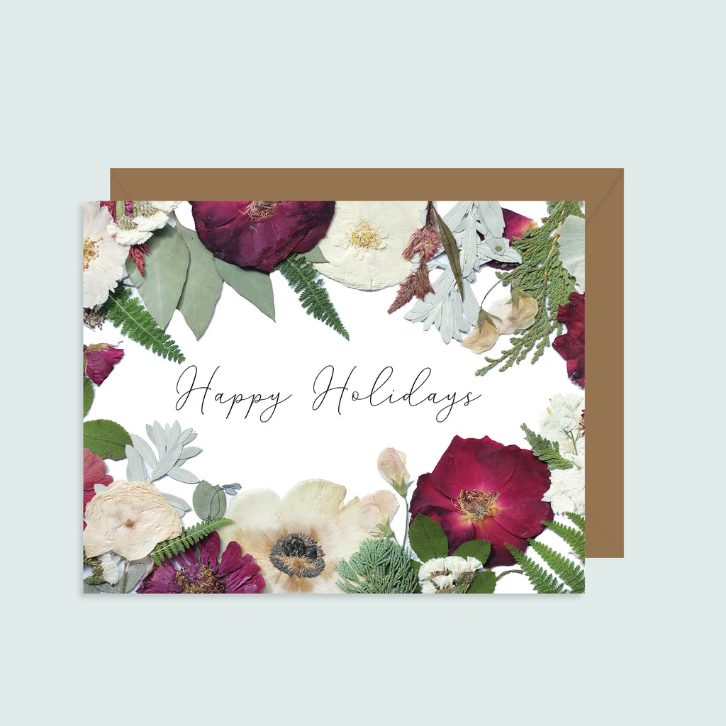 Happy Holidays Pressed Flowers