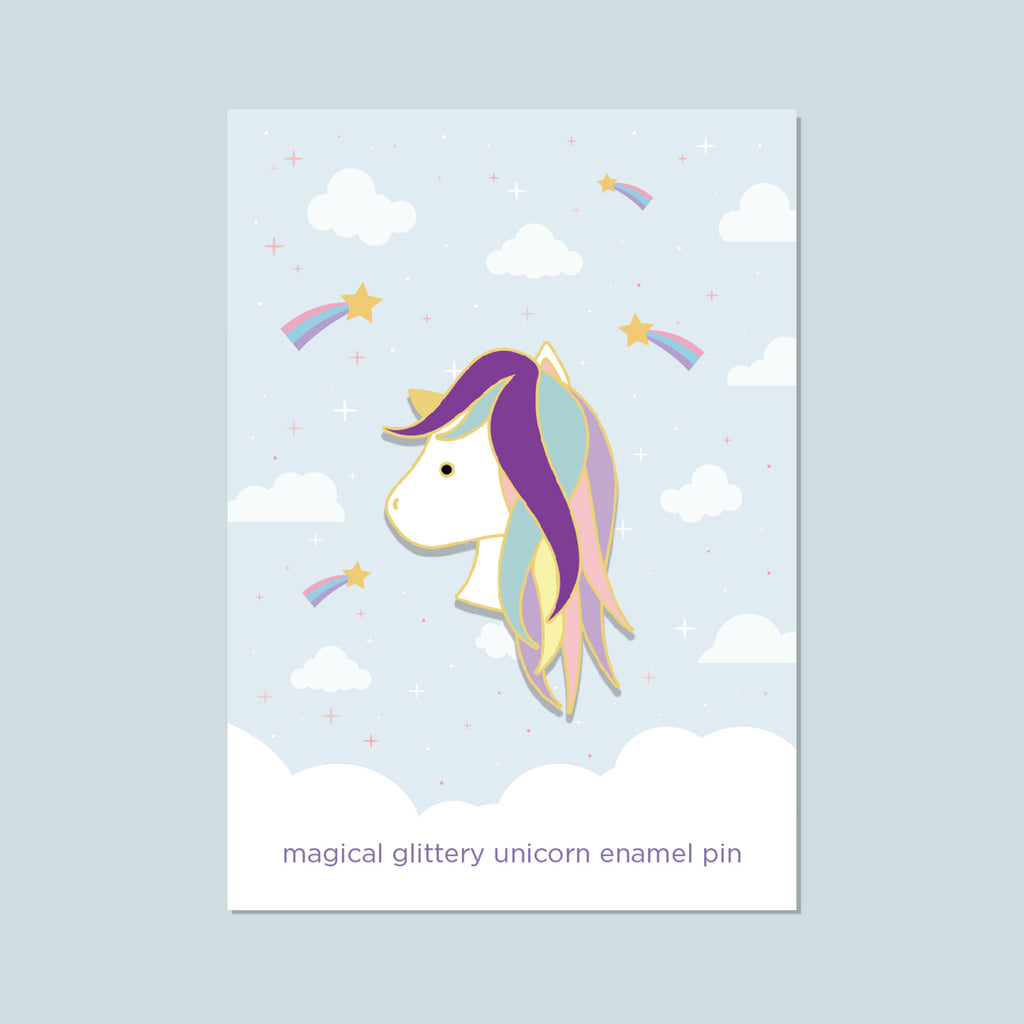 Magical Glittery Unicorn Enamel Pin